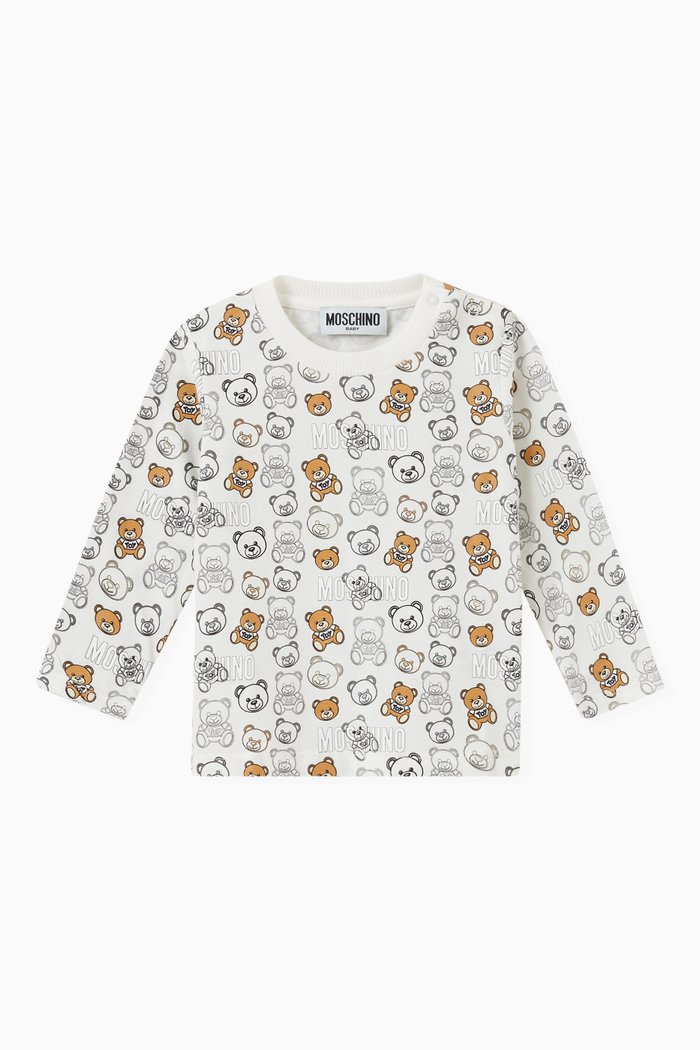 

Teddy Bear Print Jersey T-shirt in Cotton, White