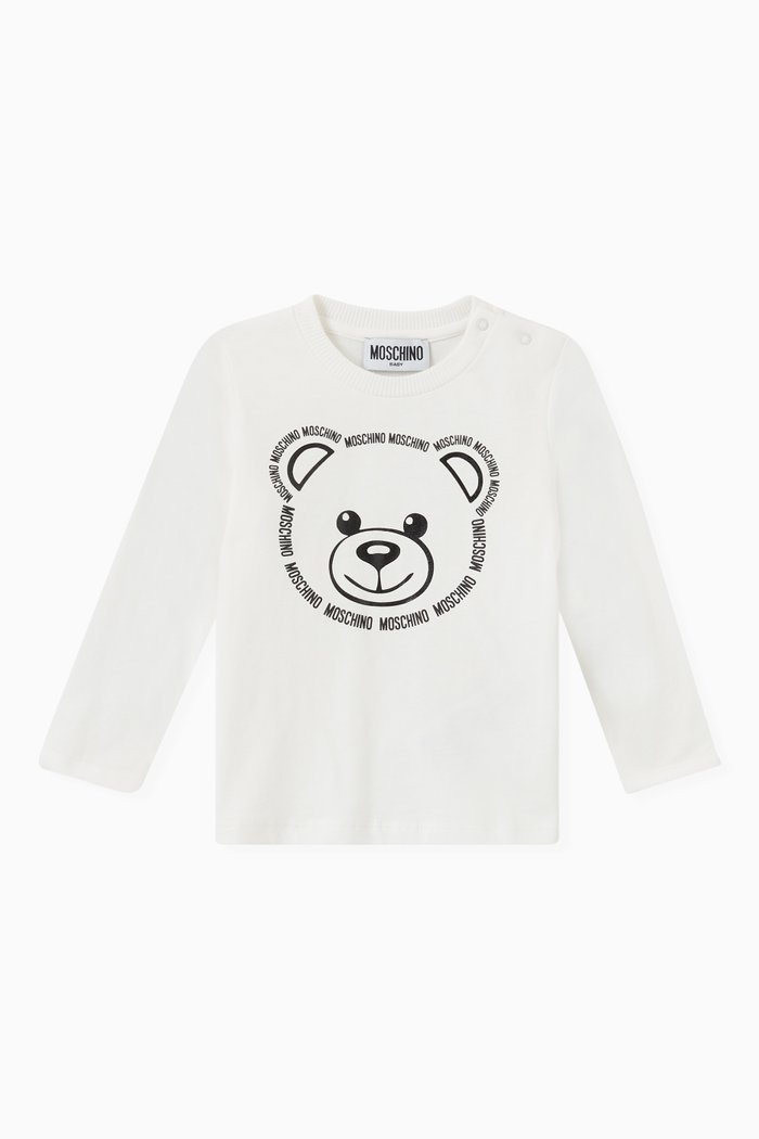 

Teddy Print with Logo T-shirt in Cotton, White
