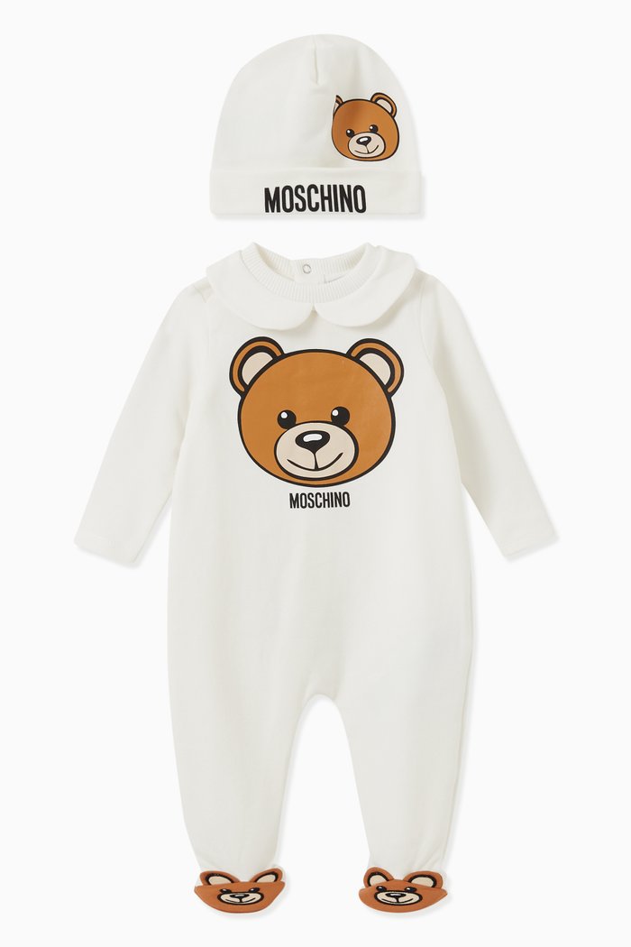 

Teddy Bear Romper Set in Cotton Jersey, White