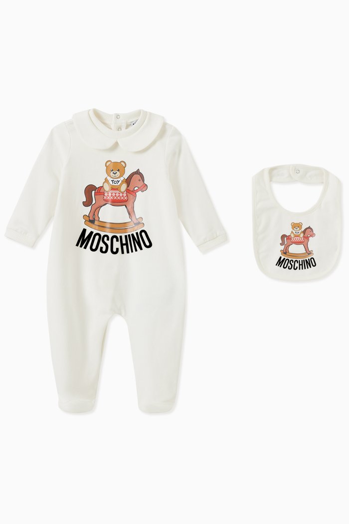

Teddy Bear Babysuit Set in Cotton, White