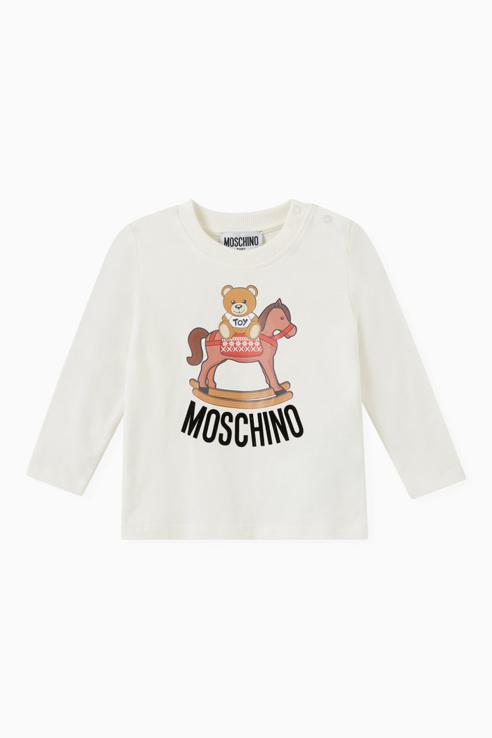 Rocking Horse Print Top in Cotton, White