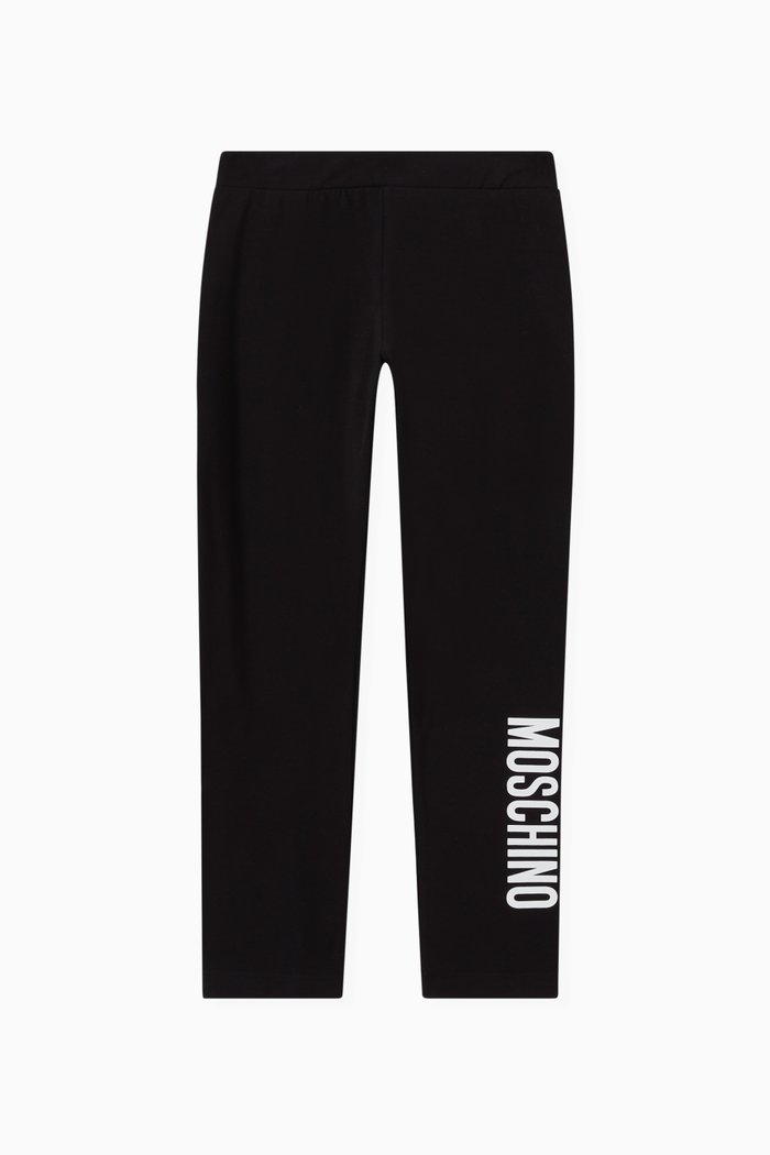 

Logo Print Leggings in Stretch Cotton, Black