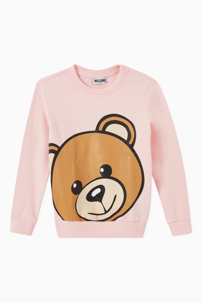 

Teddy Bear Print Sweatshirt in Cotton, Pink