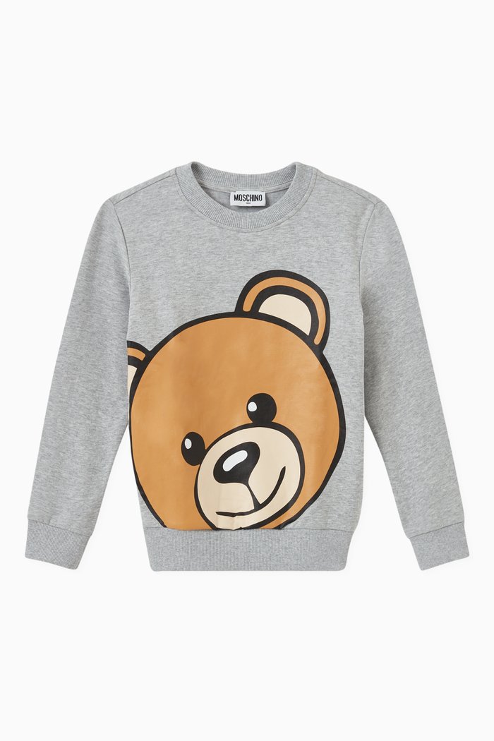 

Teddy Bear Print Sweatshirt in Cotton, Grey