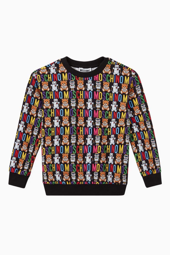 

Allover Teddy Robots Sweatshirt in Cotton, Multicolour