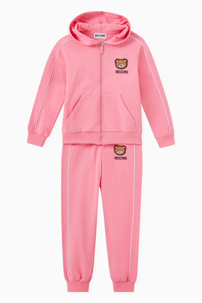 

Teddy Patch Tracksuit Set in Cotton, Pink