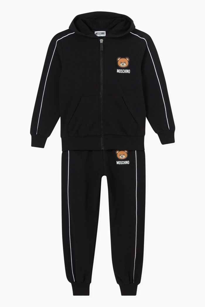 

Teddy Patch Tracksuit Set in Cotton, Black