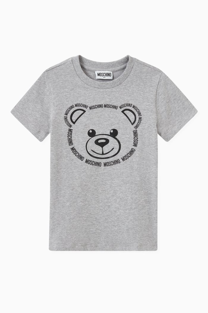 

Teddy Bear with Logo Print in Cotton, Grey