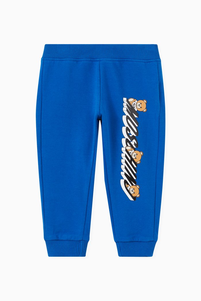 

Teddy Bear with Logo Trackpants in Cotton, Blue