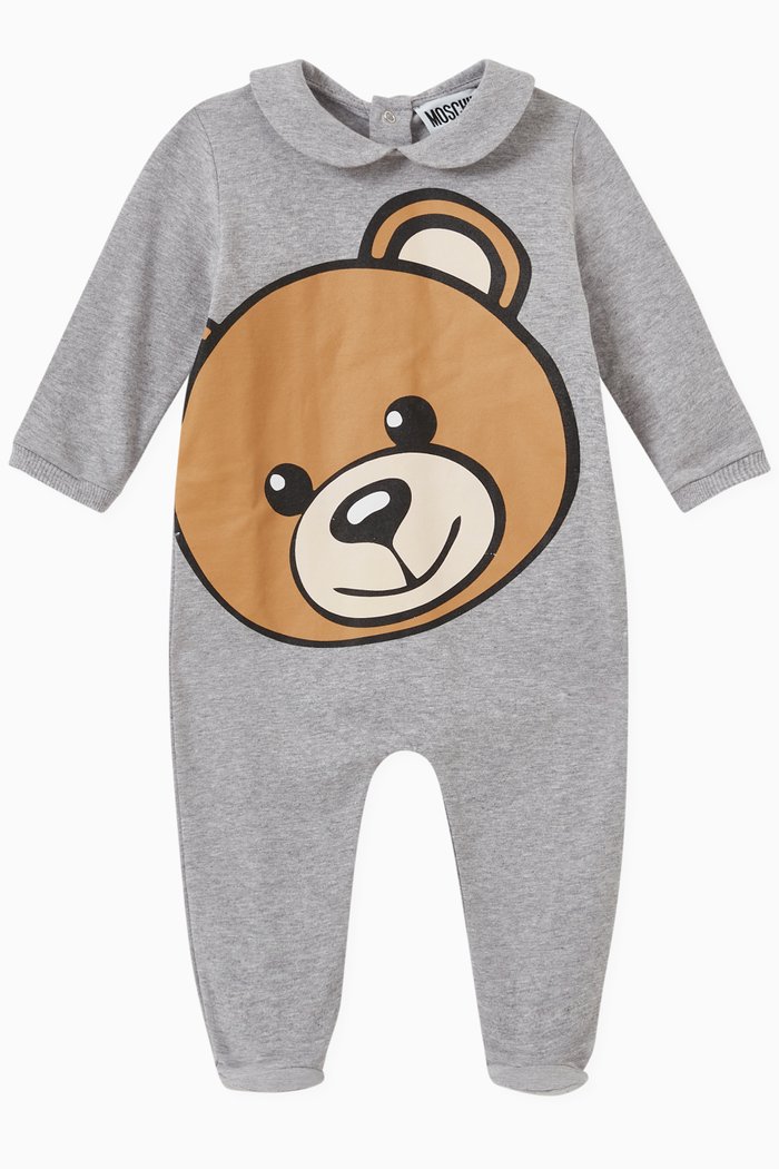 

Teddy Bear Print Romper in Cotton, Grey