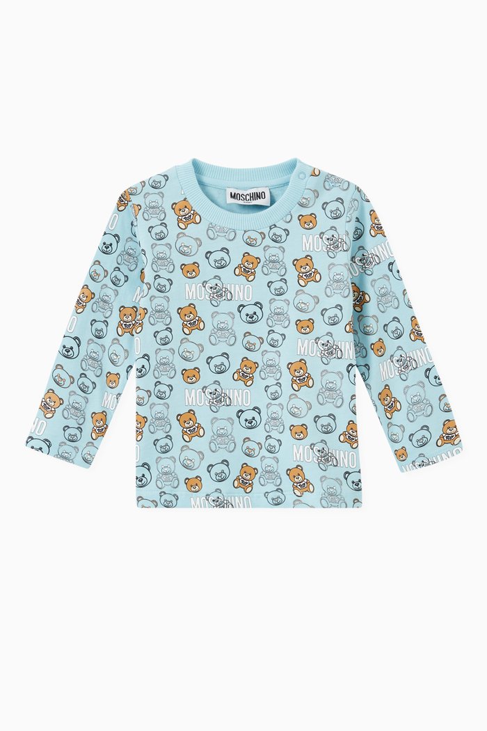 

Teddy Bear Print Jersey T-shirt in Cotton, Blue