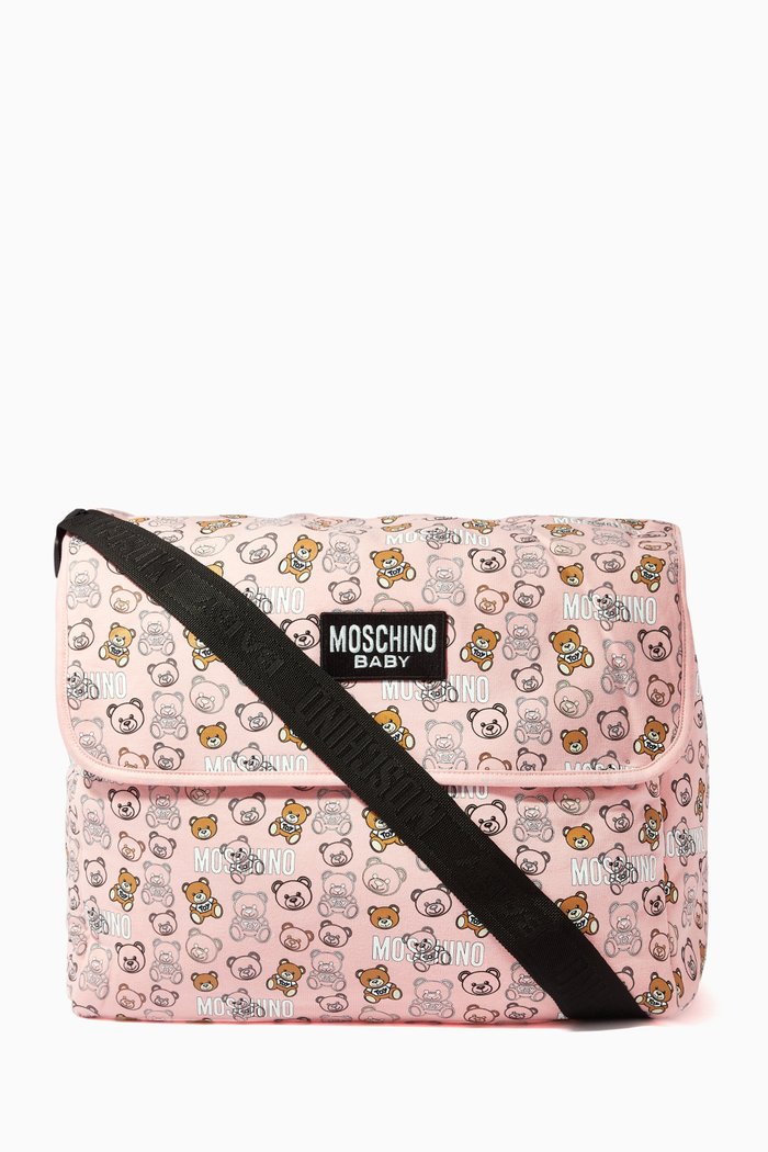 Teddy Bear Print Mom Bag, Pink