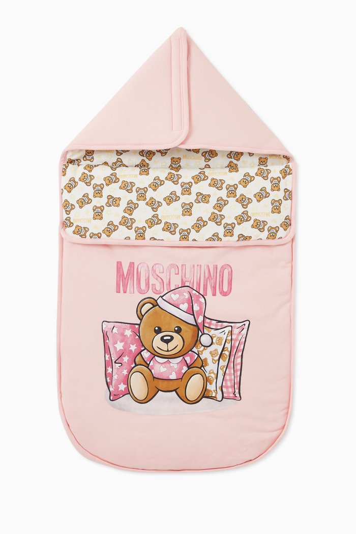 Teddy Bear with Pillow Sleeping Bag in Cotton, Pink