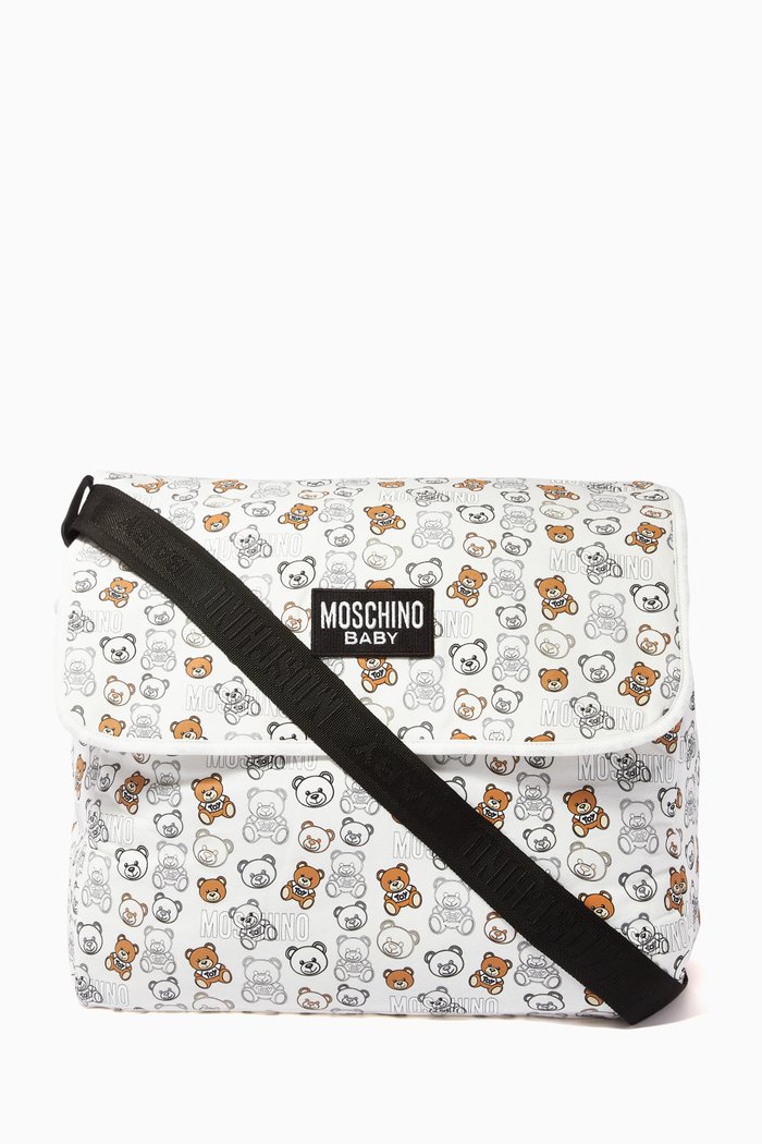 

Teddy Bear Print Mom Bag, White