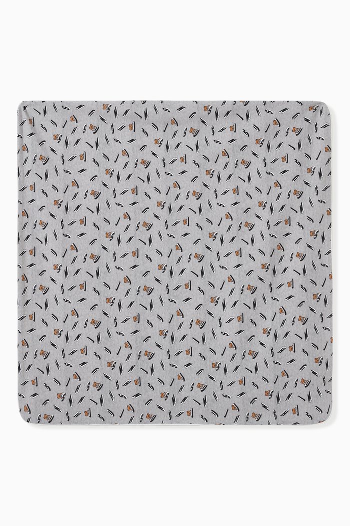 

Logo Print Blanket in Fleece, Grey