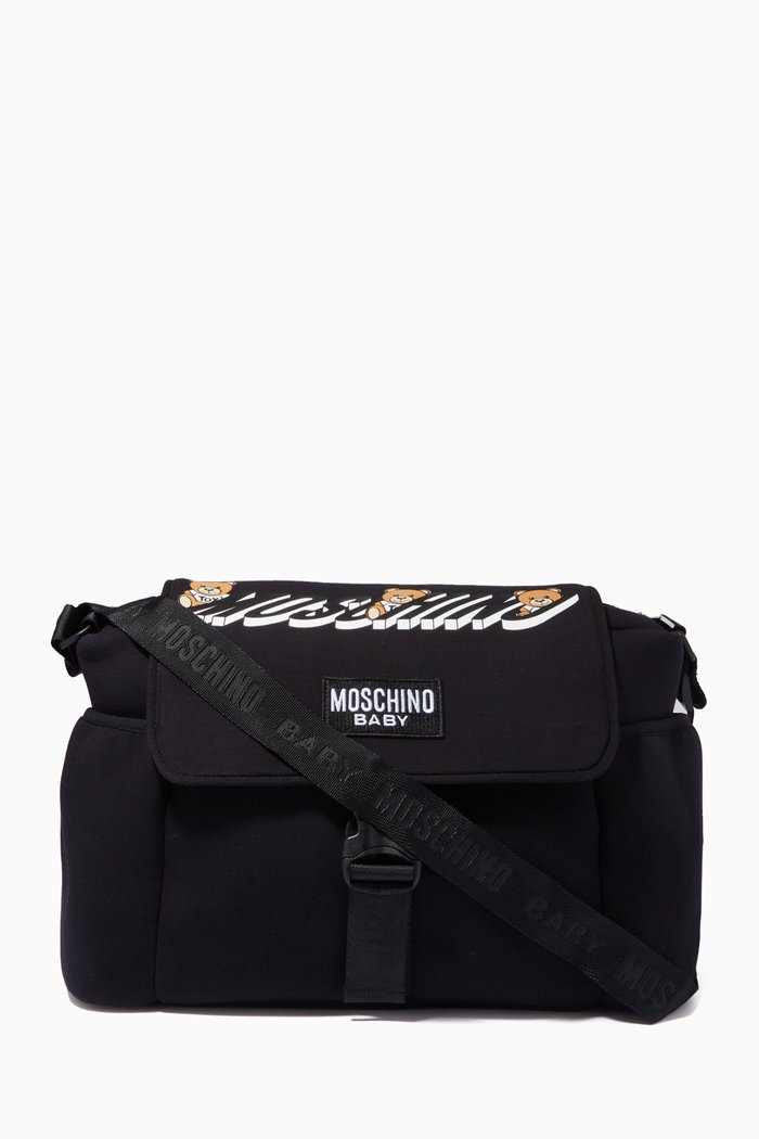

Teddy Bear Logo Diaper Changing Bag, Black