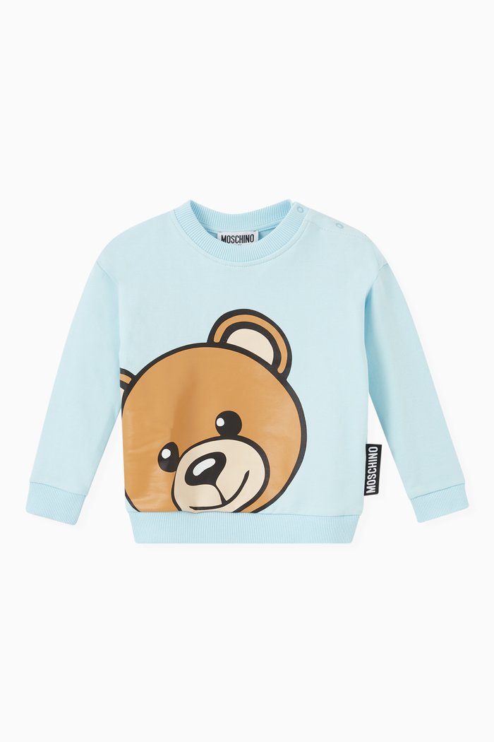 

Teddy Bear Print Sweatshirt in Cotton, Blue
