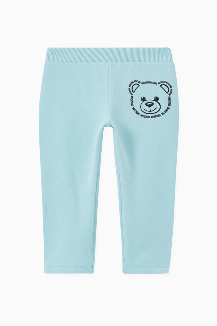 Side Bear Logo Sweatpants in Cotton, Blue