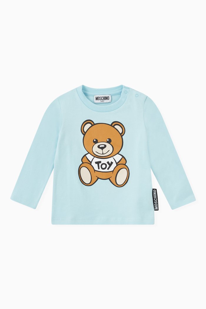 

Teddy Bear Print Top in Cotton, Blue