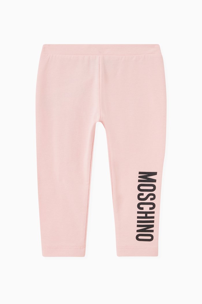 

Logo Print Leggings in Stretch Cotton, Pink