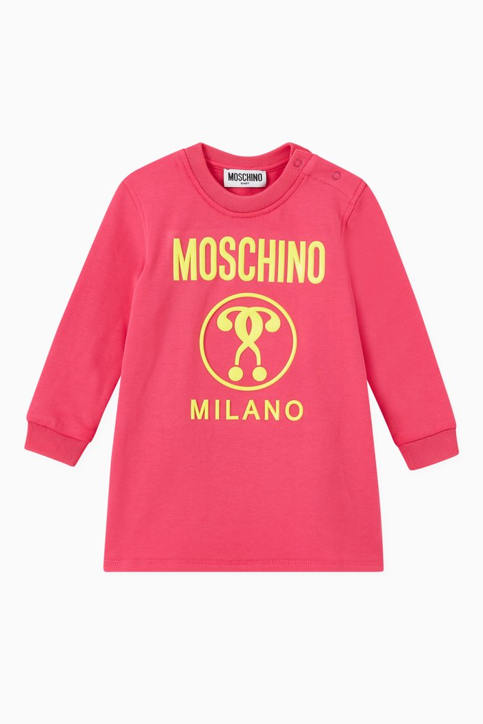 

Embossed Question-mark Logo Dress in Cotton, Pink