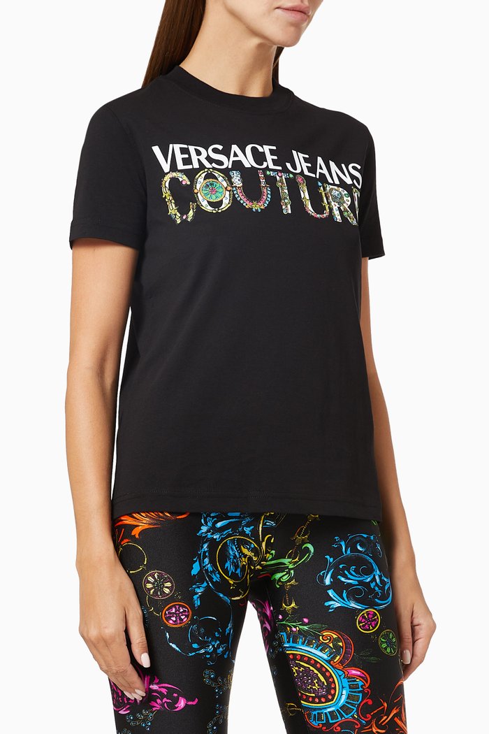 Logo Bijoux T-shirt in Cotton, Black
