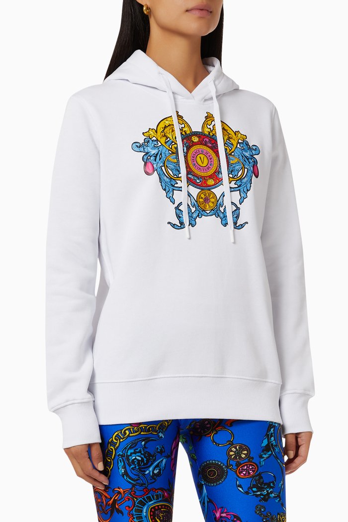 

Regalia Print Hoodie in Cotton Terry, White