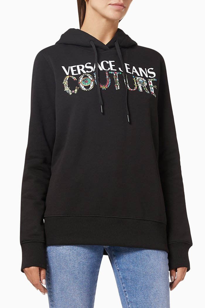 

Logo Bijoux Hoodie in Organic Cotton, Black