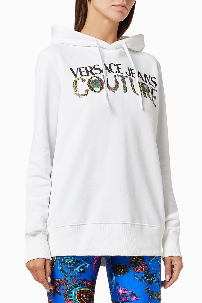 Logo Bijoux Hoodie in Organic Cotton, White