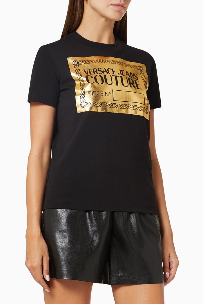 

Foil Logo Print T-shirt in Cotton, Black