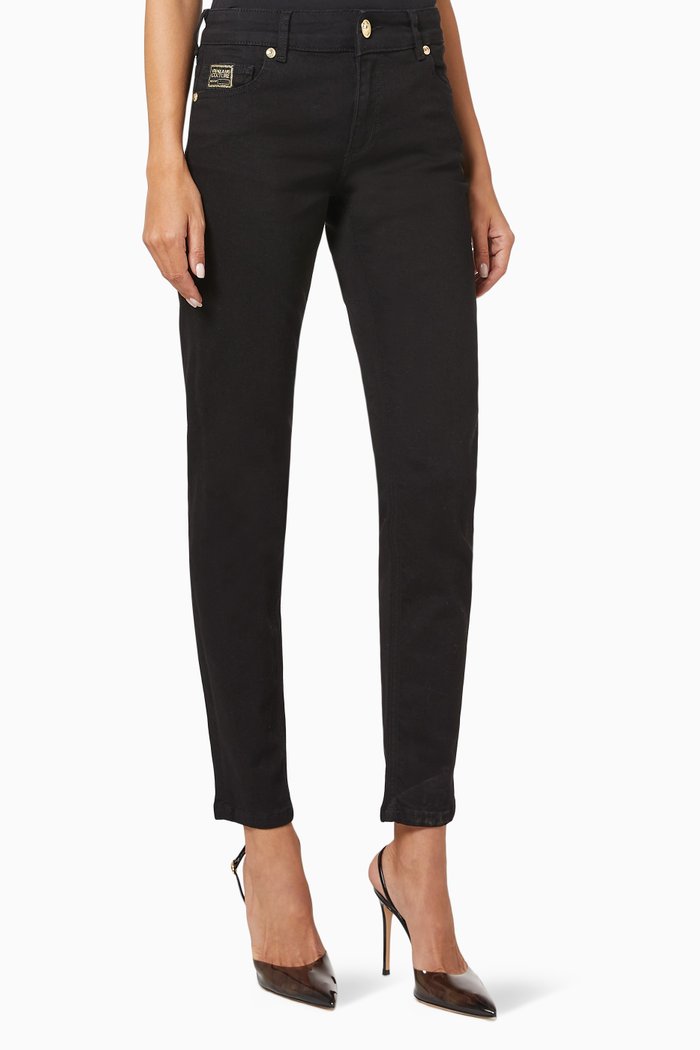 Skinny Jeans in Cotton, Black