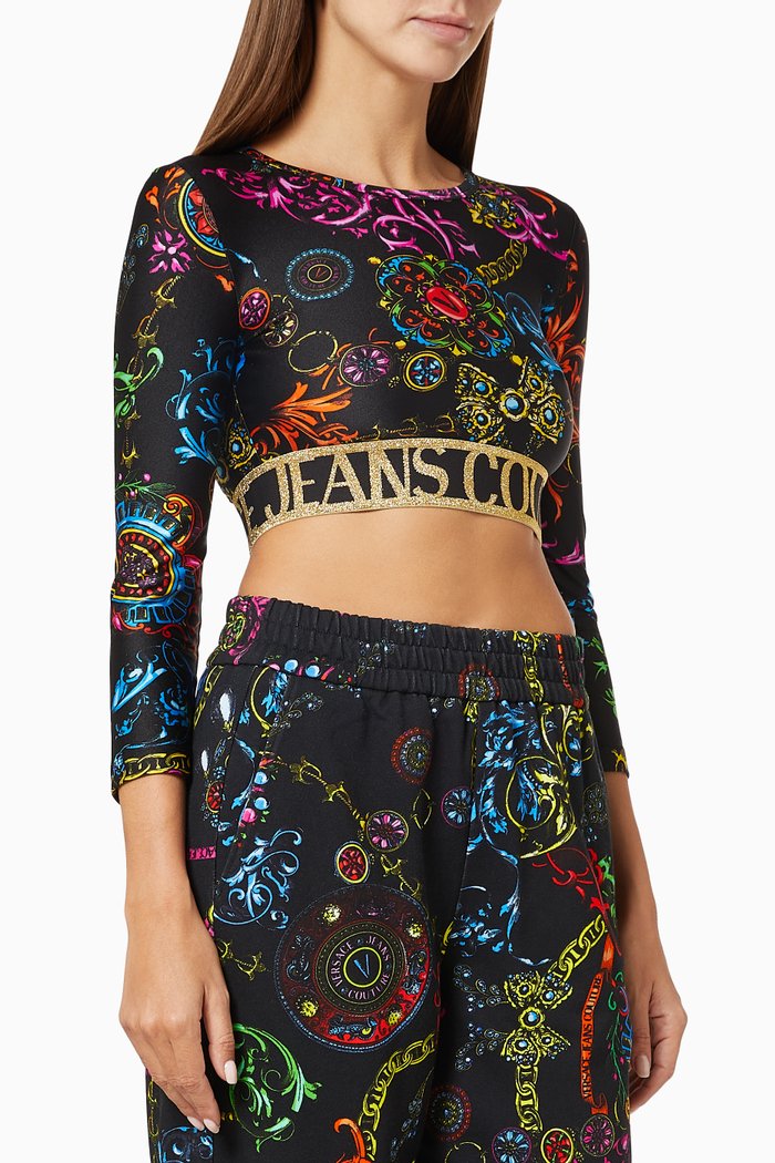 

Regalia Baroque Print Crop Top in Nylon, Black
