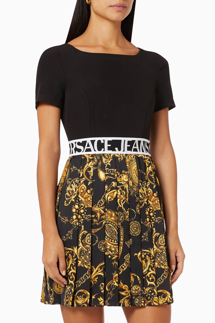Regalia Baroque Dress in Knit Fabric, Black