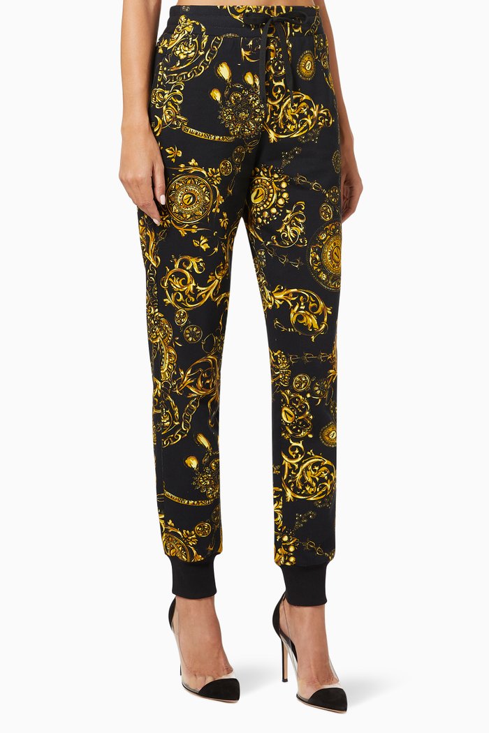 

Baroque Print Pants in Cotton, Black