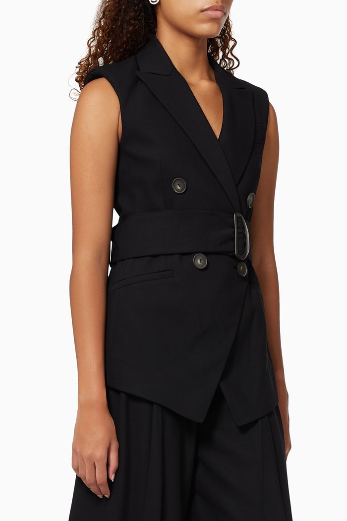 

Tailored Blazer Vest in Wool, Black