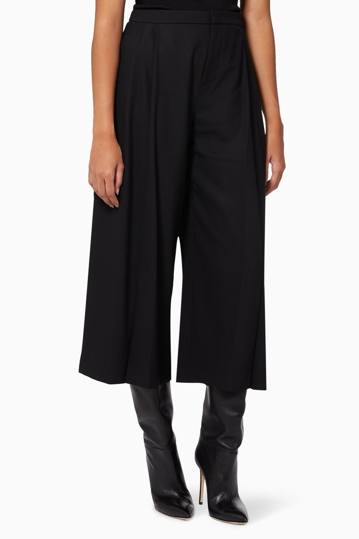 

High Waist Culottes in Wool, Black