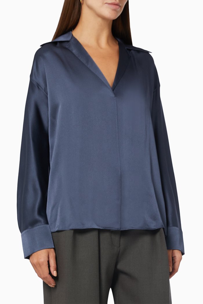 

Long sleeve Blouse in Satin, Grey