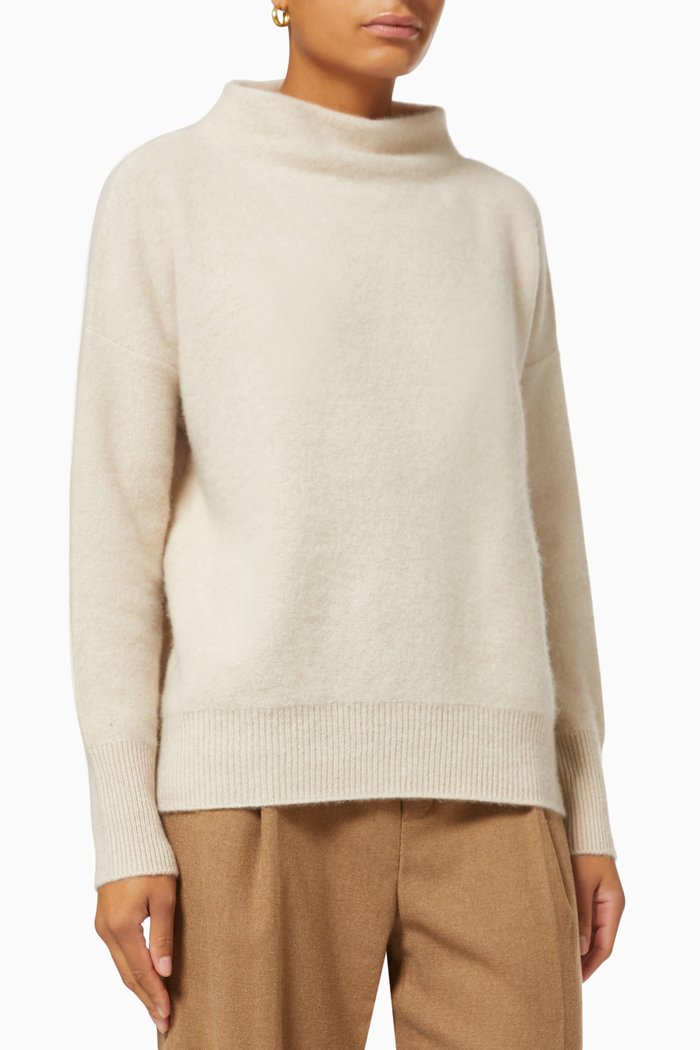 

Boiled Funnel Neck Pullover in Cashmere, Neutral