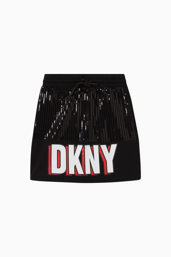 

DKNY Sequin Embellished Skirt in Jersey, Black