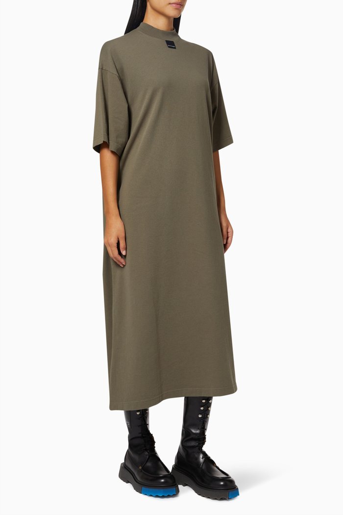 

Blurry Logo Oversized T-shirt Dress in Cotton Jersey, Brown