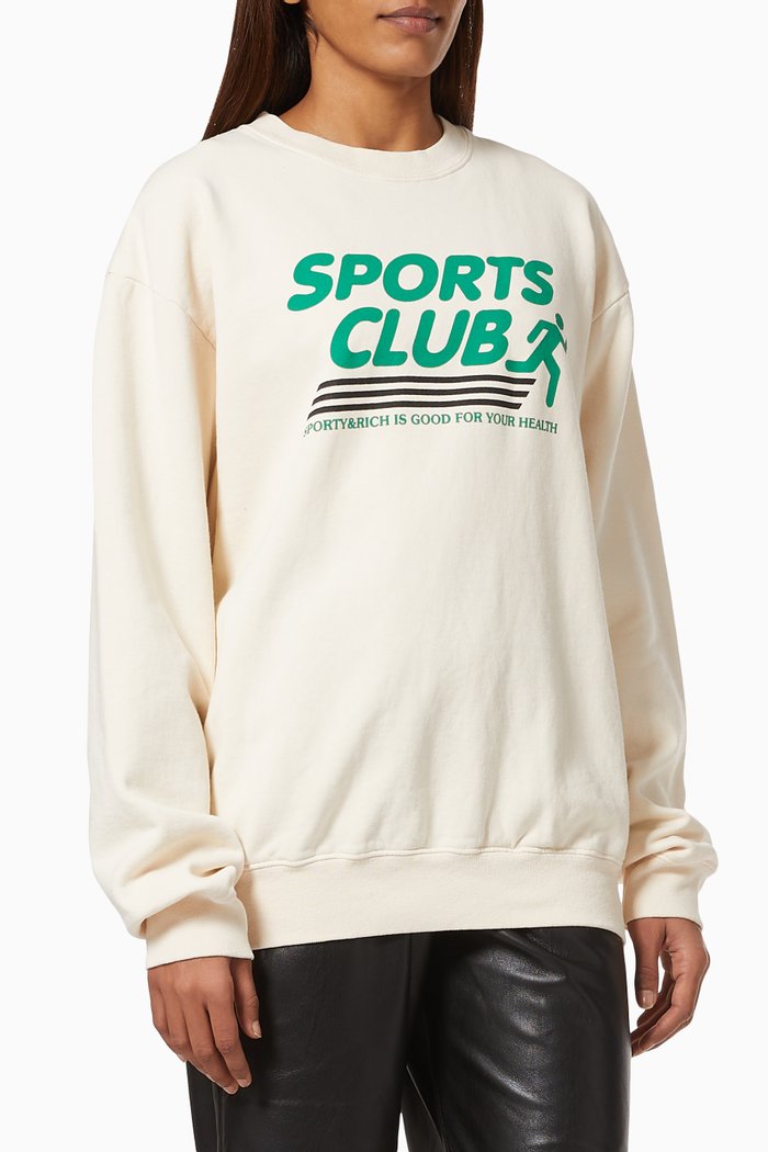 

Sports Club Crewneck Sweatshirt in Cotton, Neutral