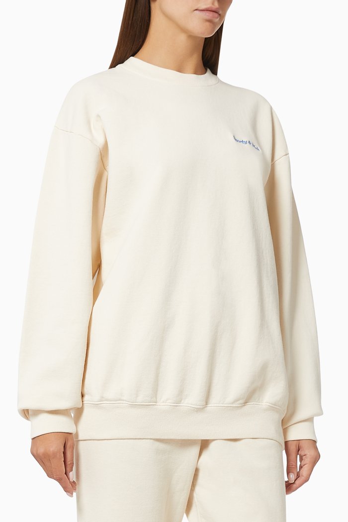 Classic Logo Crewneck Sweatshirt in Cotton, Neutral