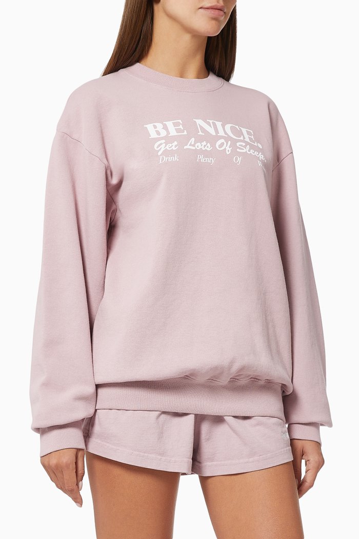 

Be Nice Crewneck Sweatshirt in Cotton, Purple