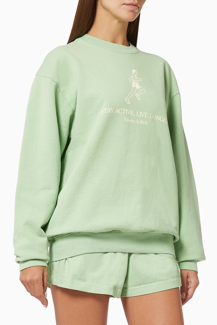 

Live Longer Crewneck Sweatshirt in Cotton, Green