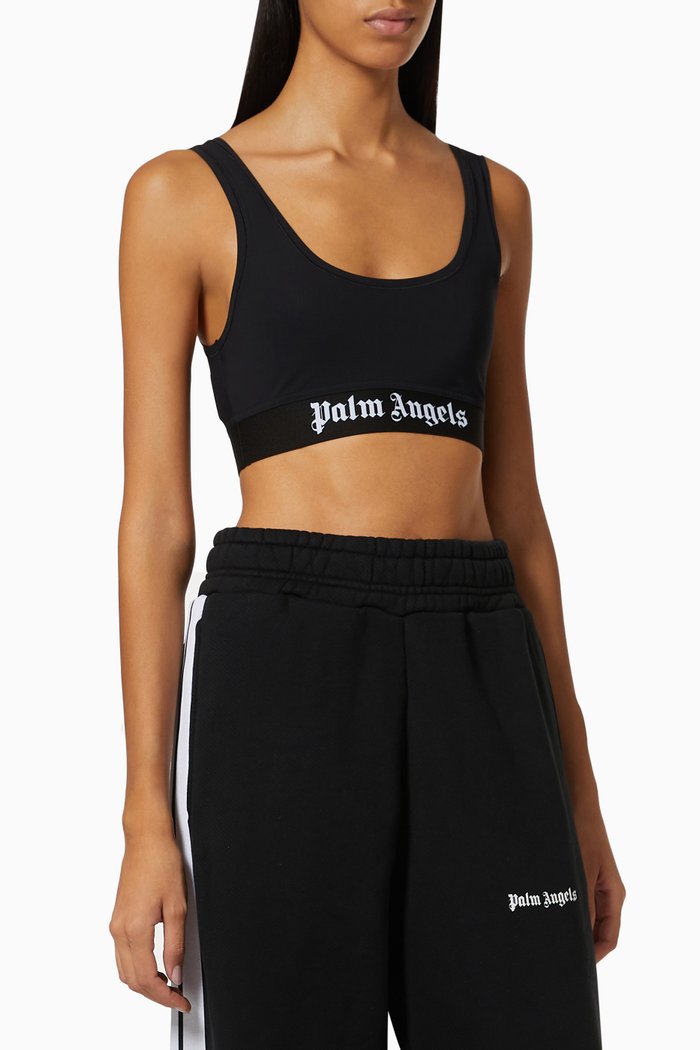 

Logo Sports Bra in Stretch Nylon, Black