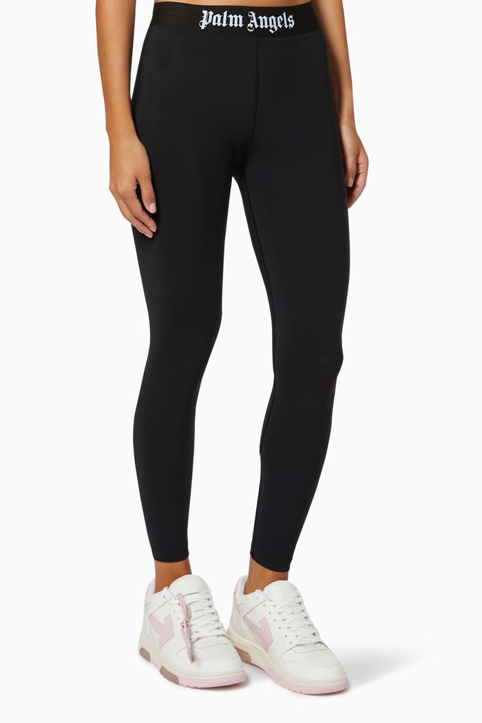

Logo Leggings in Stretch Technical Fabric, Black