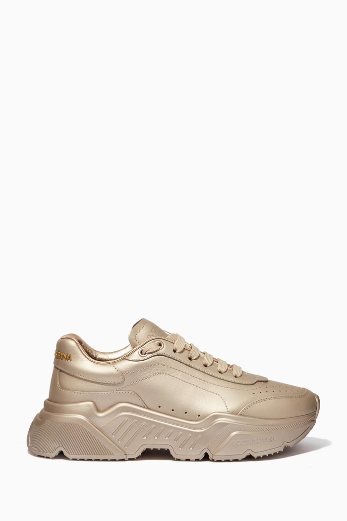 

Daymaster Sneakers in Foiled Effect Leather, Gold