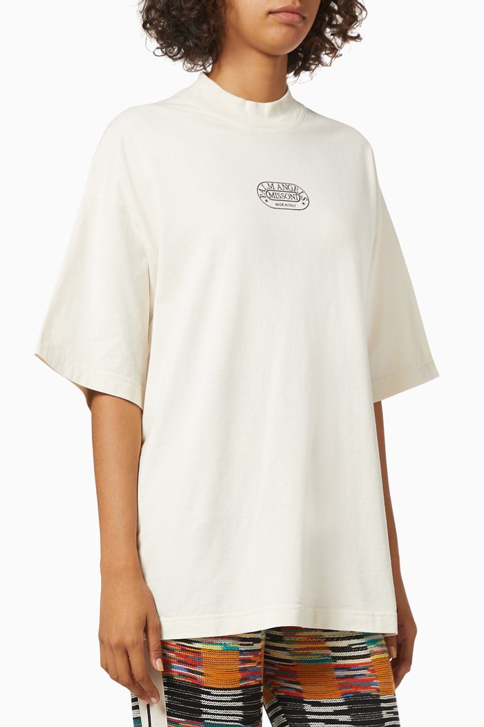 

x Missoni Heritage Oversized T-shirt in Cotton Jersey, Neutral