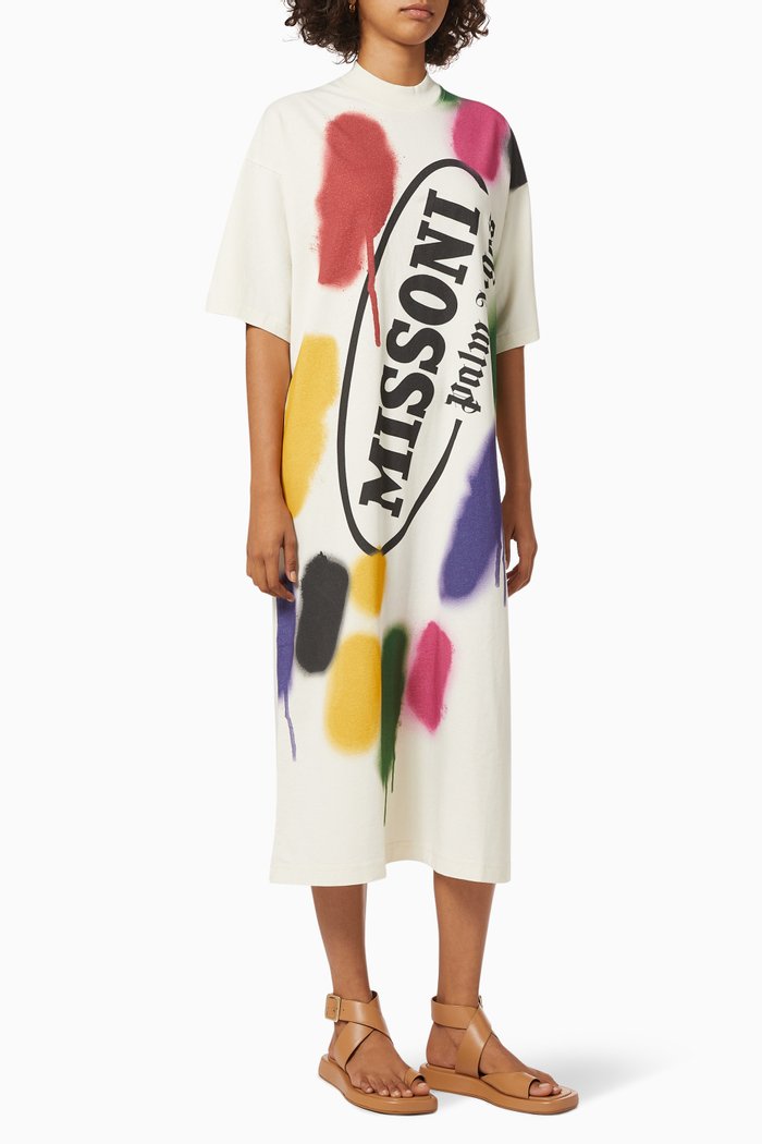 x Missoni Sport T-shirt Dress in Cotton Jersey, Neutral