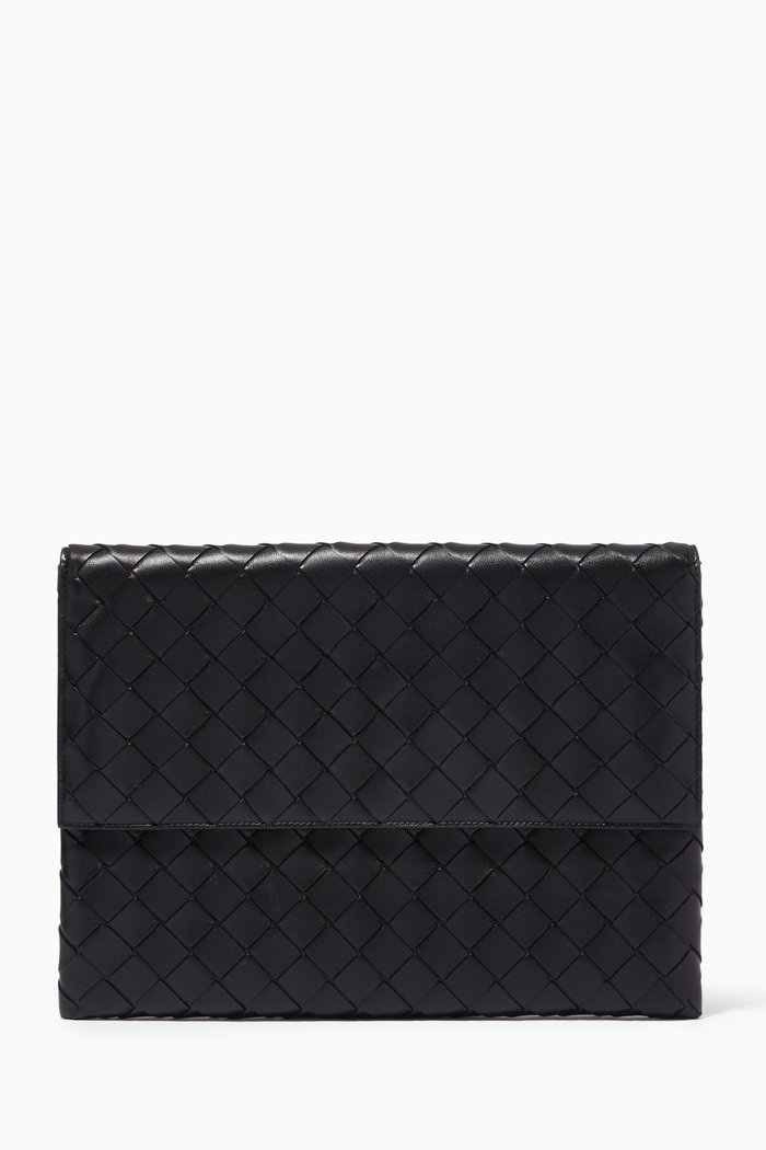 

Flap Pouch in Intrecciato Nappa, Black